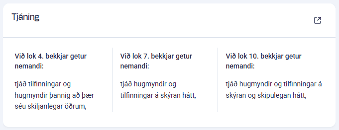 Dæmi um yfirheiti hæfniviðmiðs í lykilhæfni.